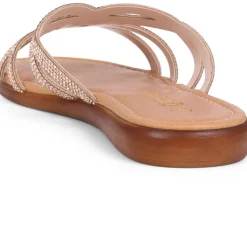 Embellished Mule Sandals - Rose Gold