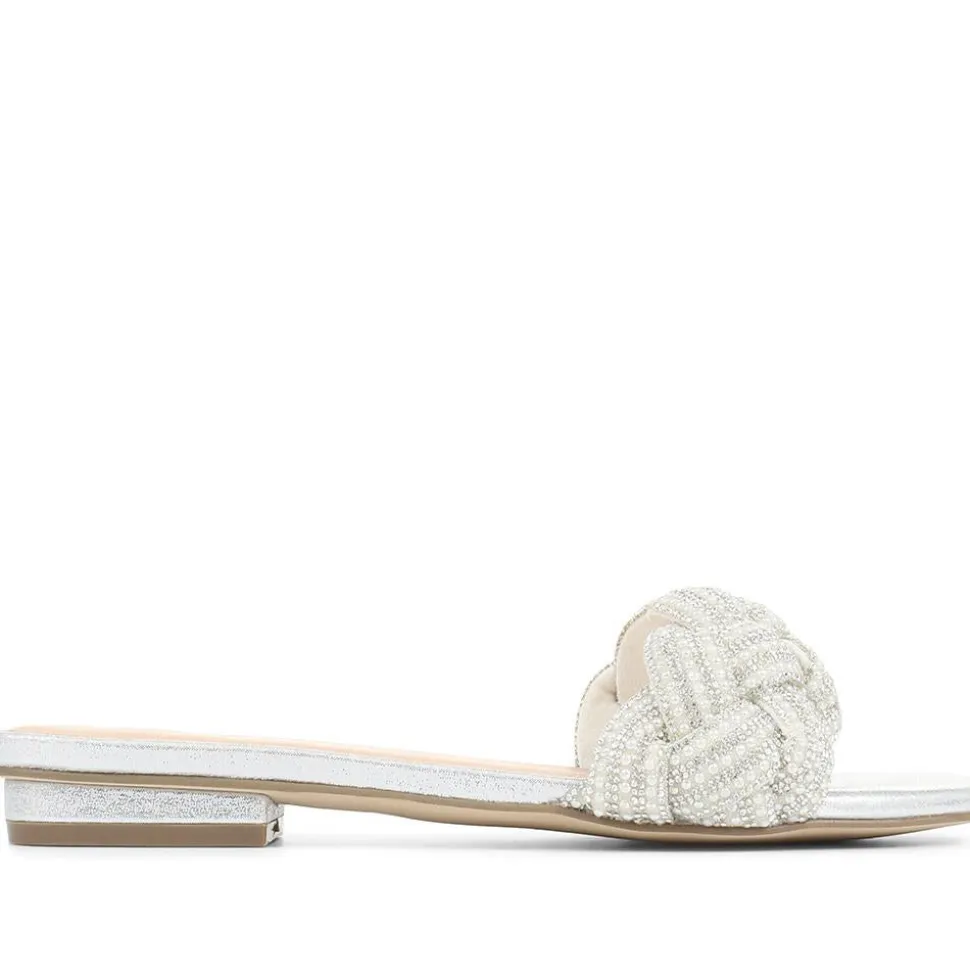 Embellished Mule Sandals - Silver