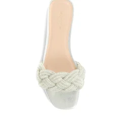 Embellished Mule Sandals - Silver