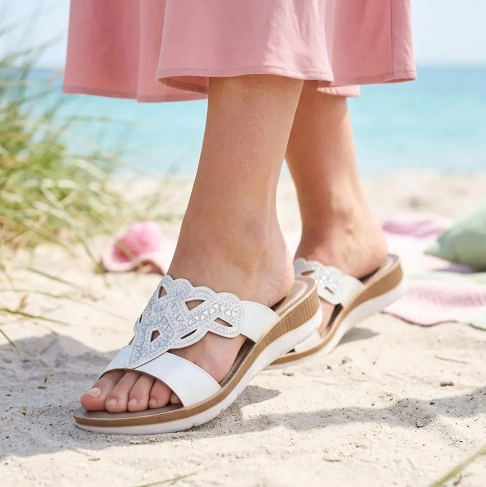 Embellished Mule Sandals - White