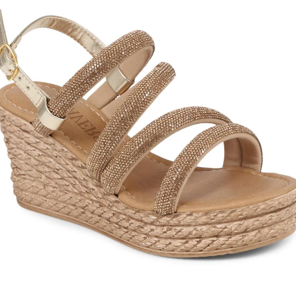 Embellished Platform Espadrilles - Bronze