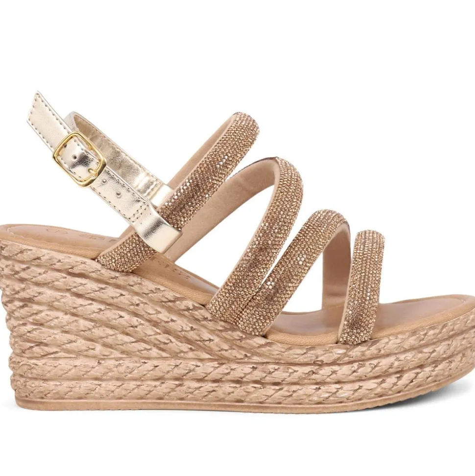 Embellished Platform Espadrilles - Bronze