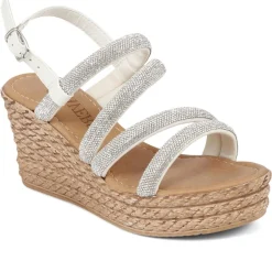 Embellished Platform Espadrilles - Silver