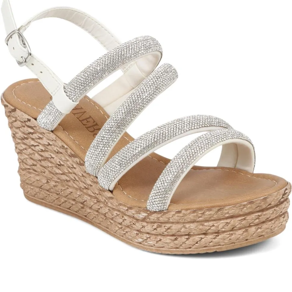 Embellished Platform Espadrilles - Silver