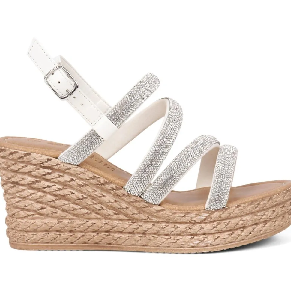 Embellished Platform Espadrilles - Silver