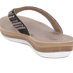 Embellished Platform Toe Post Sandals - Black