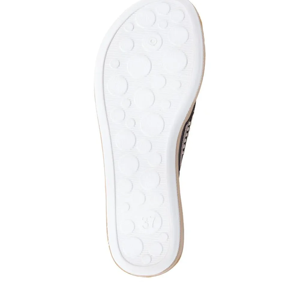 Embellished Platform Toe Post Sandals - Black