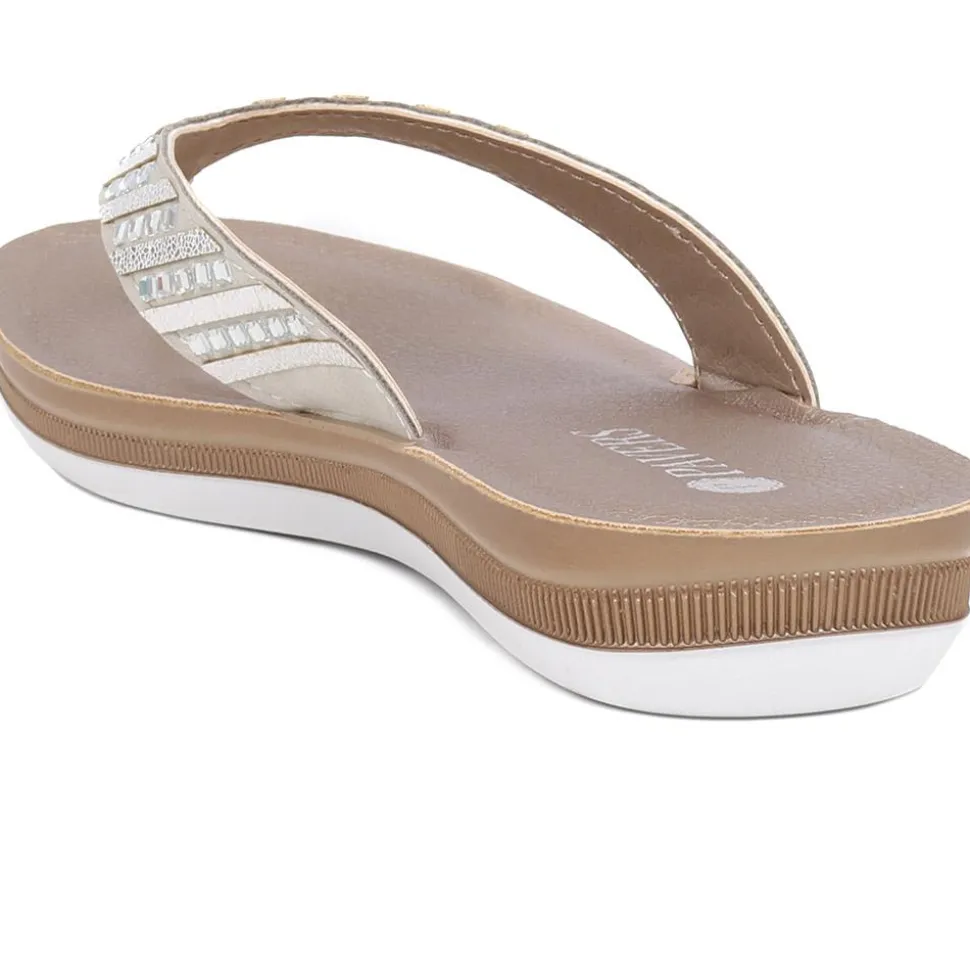Embellished Platform Toe Post Sandals - Silver