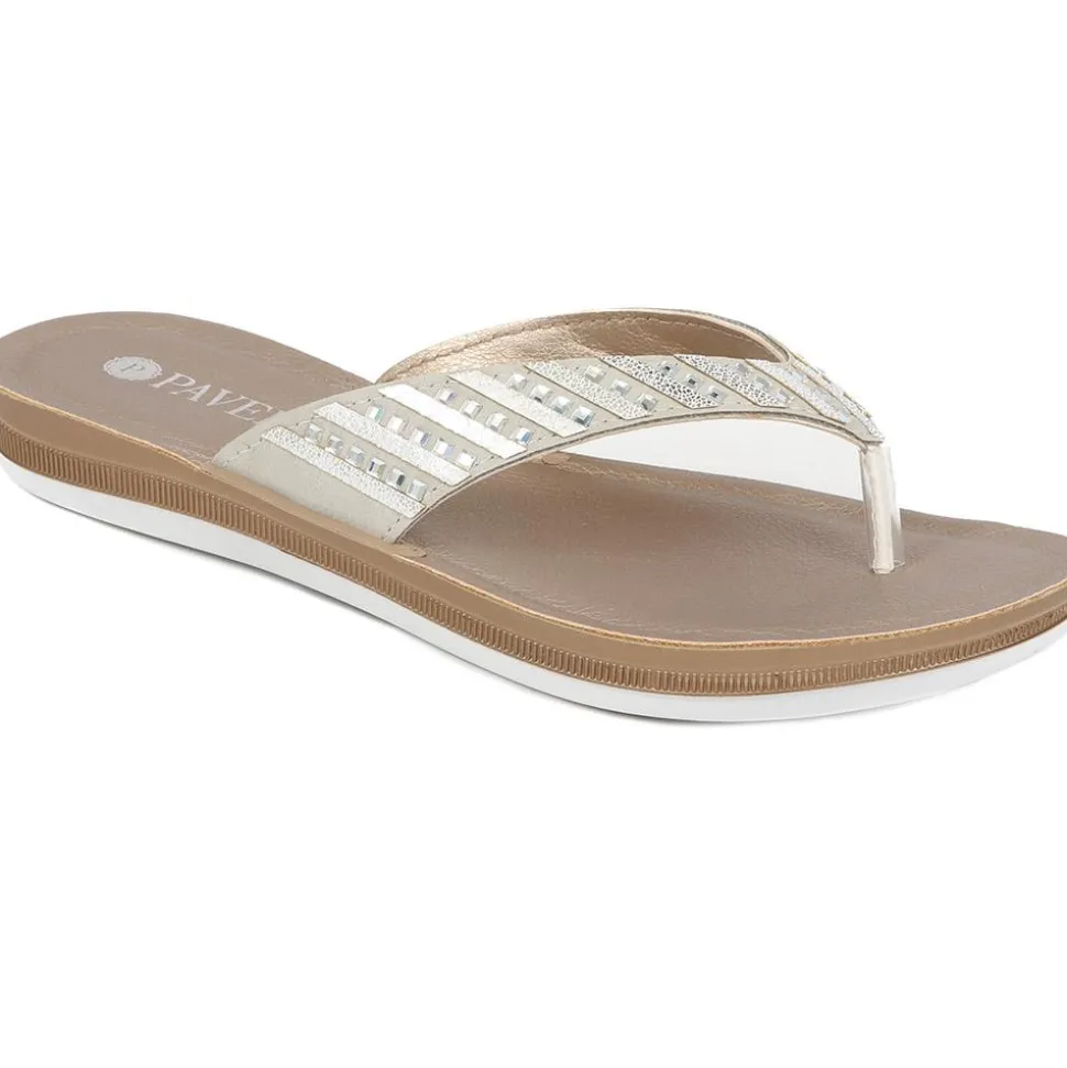 Embellished Platform Toe Post Sandals - Silver