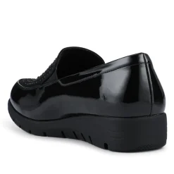 Embellished Slip-On Wedge Shoes - Black Patent