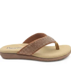 Embellished Toe Post Sandals - Bronze