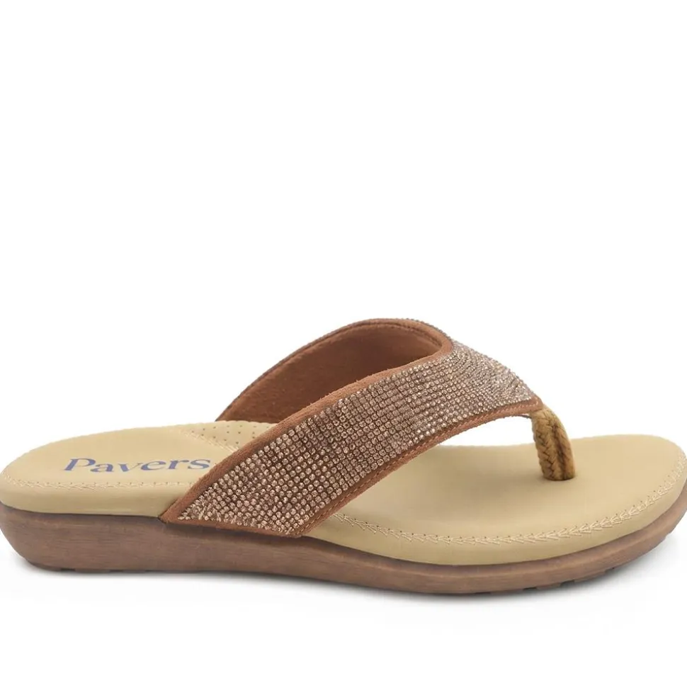 Embellished Toe Post Sandals - Bronze