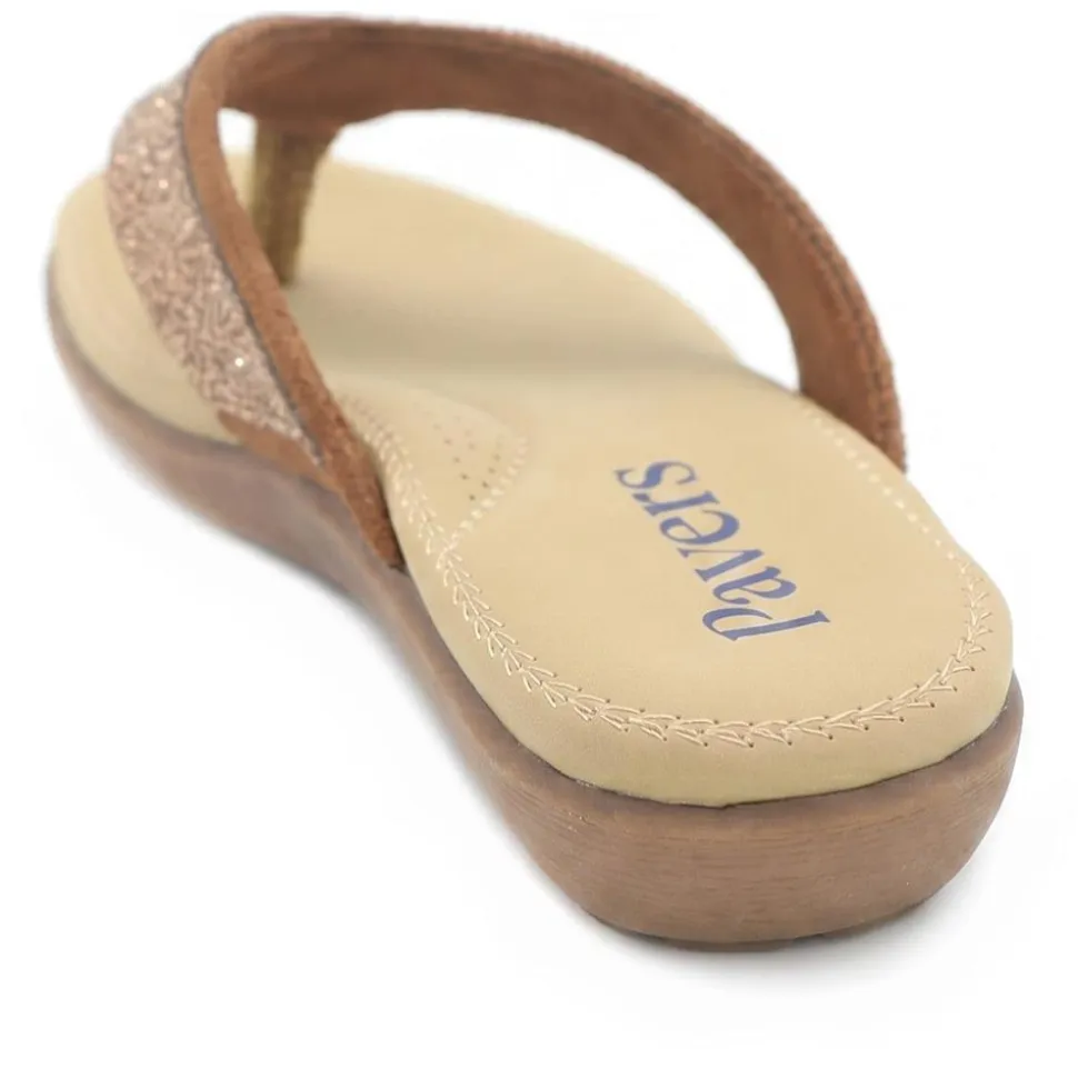 Embellished Toe Post Sandals - Bronze