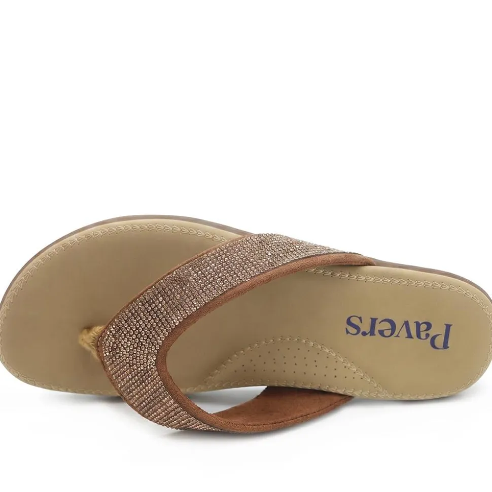 Embellished Toe Post Sandals - Bronze