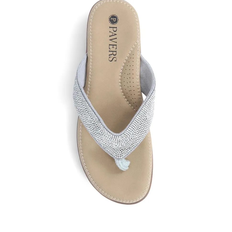 Embellished Toe Post Sandals - Silver