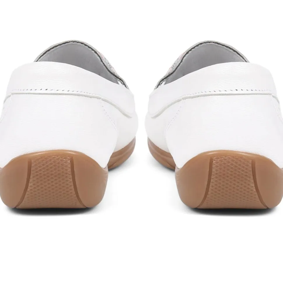 Embroided Panel Leather Loafers - White Multi