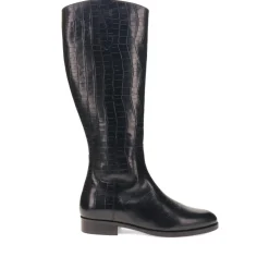 Emelia Medium Calf Fit Leather Boots - Black Croc
