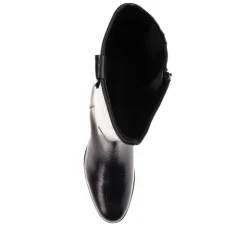 Emelia Medium Calf Fit Leather Boots - Black Croc