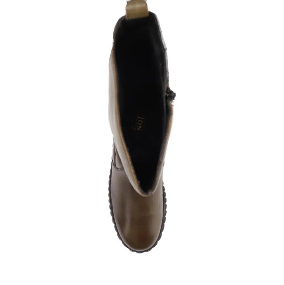 Erith Leather Long Boots - Olive