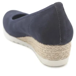 Espadrille Trim Wedge Pumps - Navy