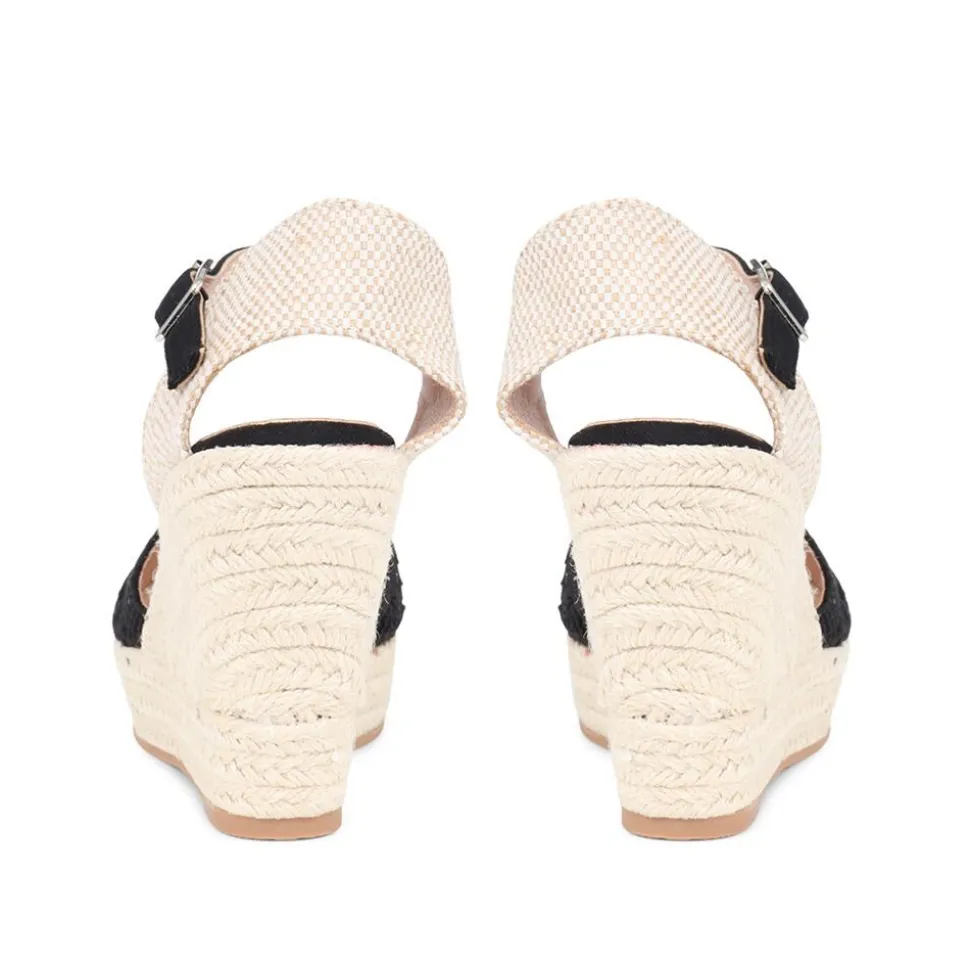 Espadrille Wedge Sandals - Black