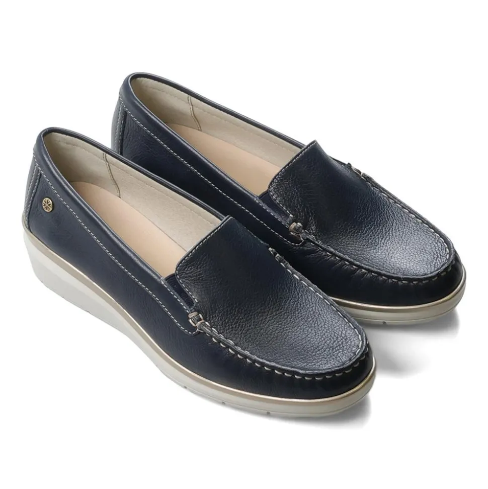 Essential Comfort Flats - Navy Leather