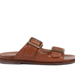 Eugenia Double Buckle Mules - Tan