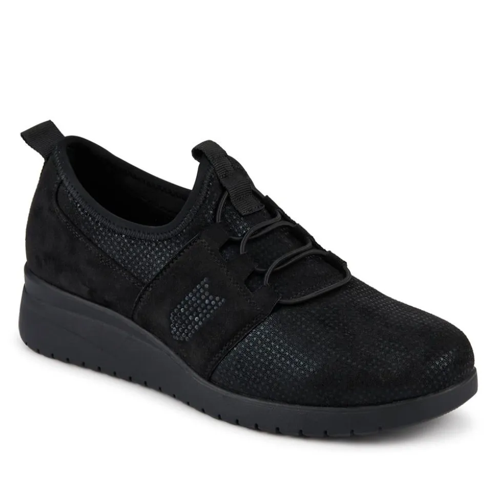 Extra Cushioned Wedge Heel Slip-On Shoes - Black