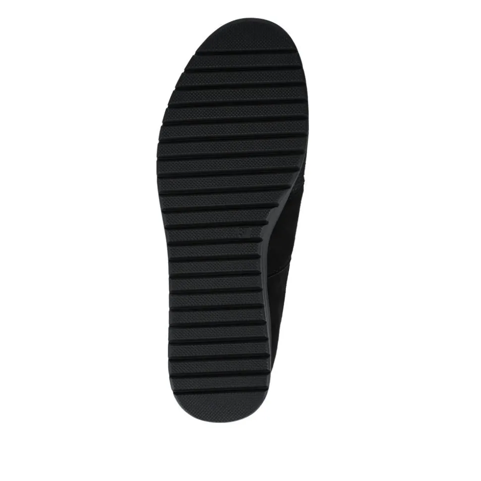 Extra Cushioned Wedge Heel Slip-On Shoes - Black