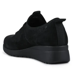 Extra Cushioned Wedge Heel Slip-On Shoes - Black