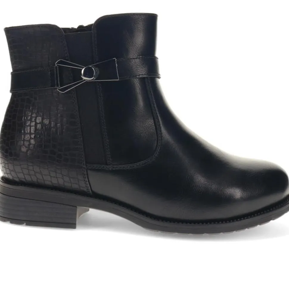 Extra-Wide Buckled Ankle Boots - Black