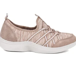 Extra-Wide Bungee Lace Trainers - Taupe Multi
