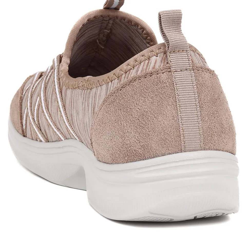 Extra-Wide Bungee Lace Trainers - Taupe Multi