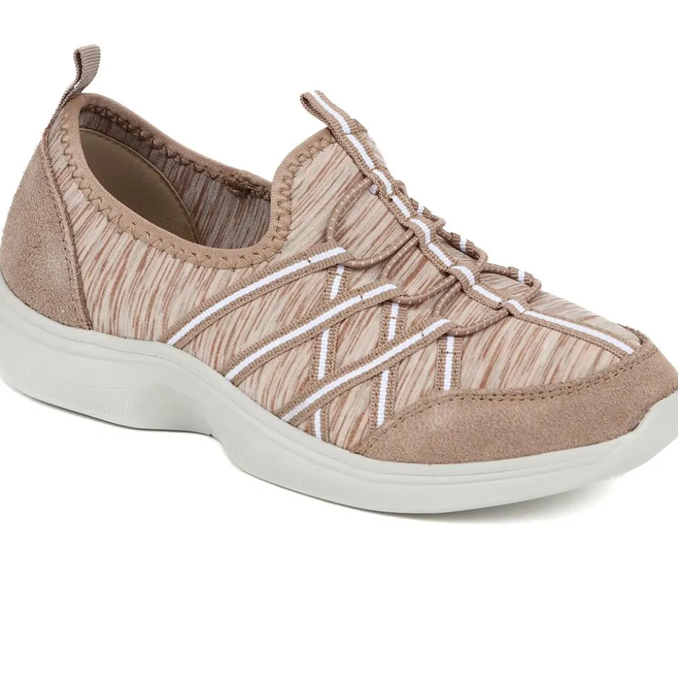 Extra-Wide Bungee Lace Trainers - Taupe Multi