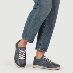 Extra-Wide Casual Lace-Up Shoes - Denim