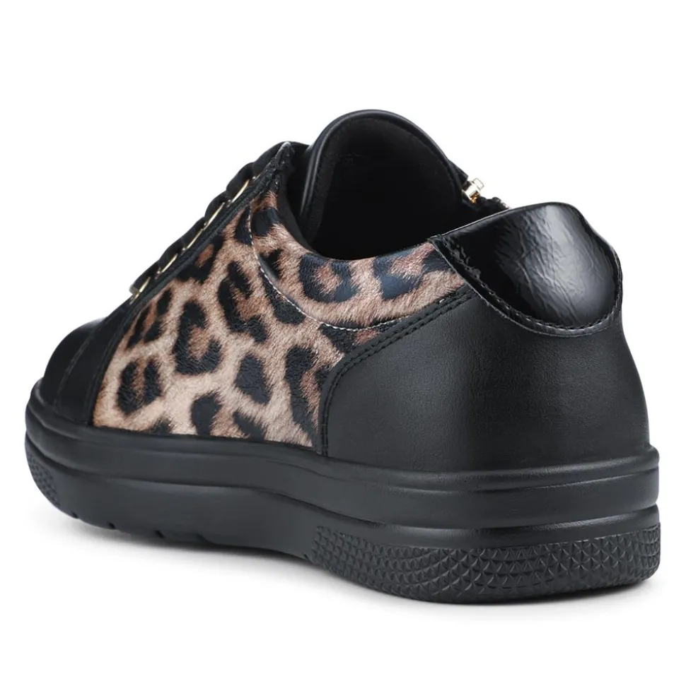 Extra Wide Chunky Trainers - Black Leopard