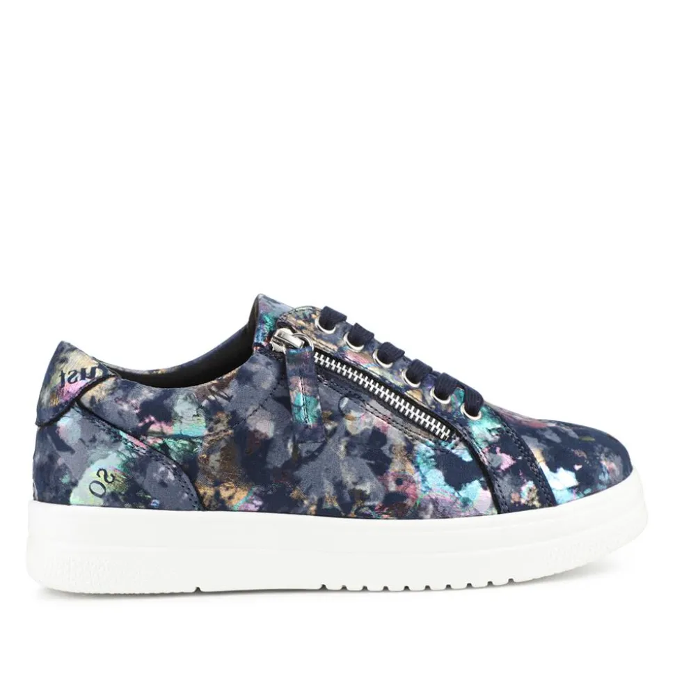 Extra Wide Chunky Trainers - Navy Floral