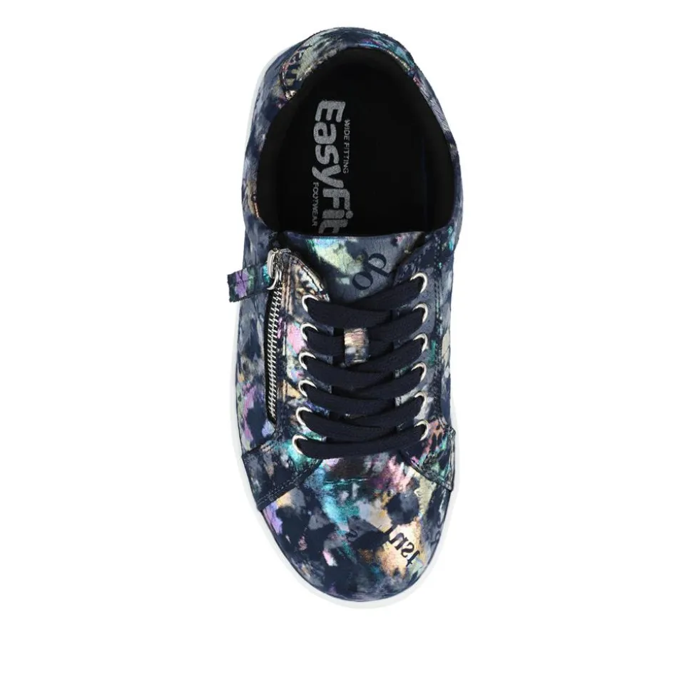 Extra Wide Chunky Trainers - Navy Floral