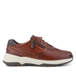 Extra-Wide Dual-Fit Leather Trainers - Cognac