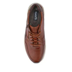 Extra-Wide Dual-Fit Leather Trainers - Cognac