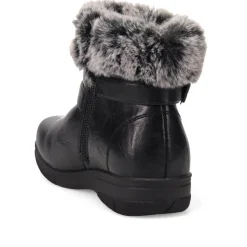 Extra-Wide Faux-Fur Cuff Ankle Boots - Black