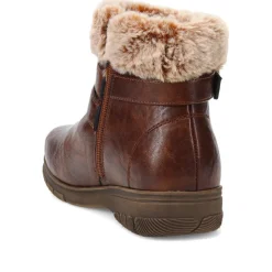 Extra-Wide Faux-Fur Cuff Ankle Boots - Brown