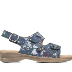 Extra-Wide Fit Adjustable Slingback Sandals - Navy Floral