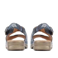 Extra-Wide Fit Adjustable Slingback Sandals - Navy Floral