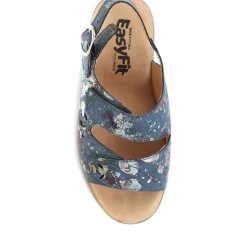 Extra-Wide Fit Adjustable Slingback Sandals - Navy Floral