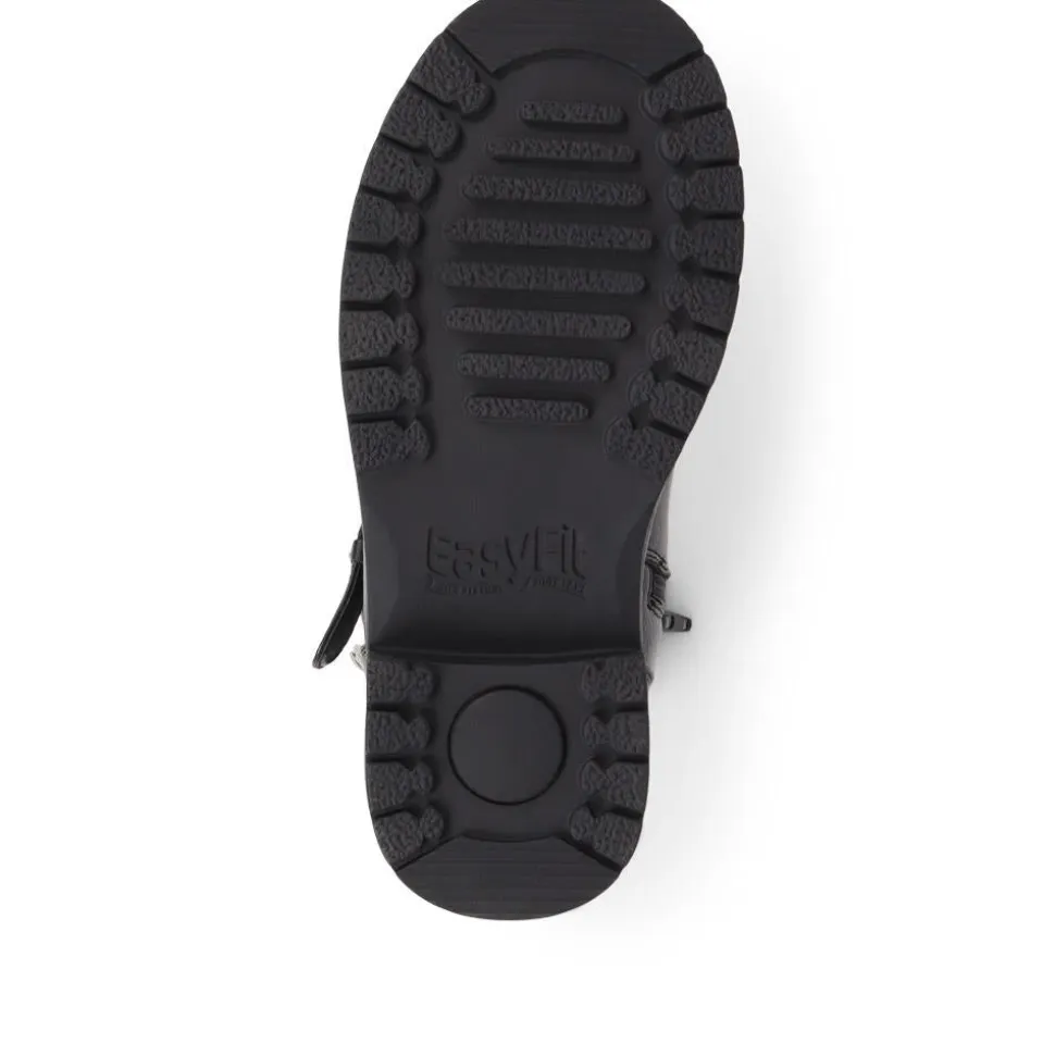 Extra-Wide Fit Buckle Biker Boots - Black