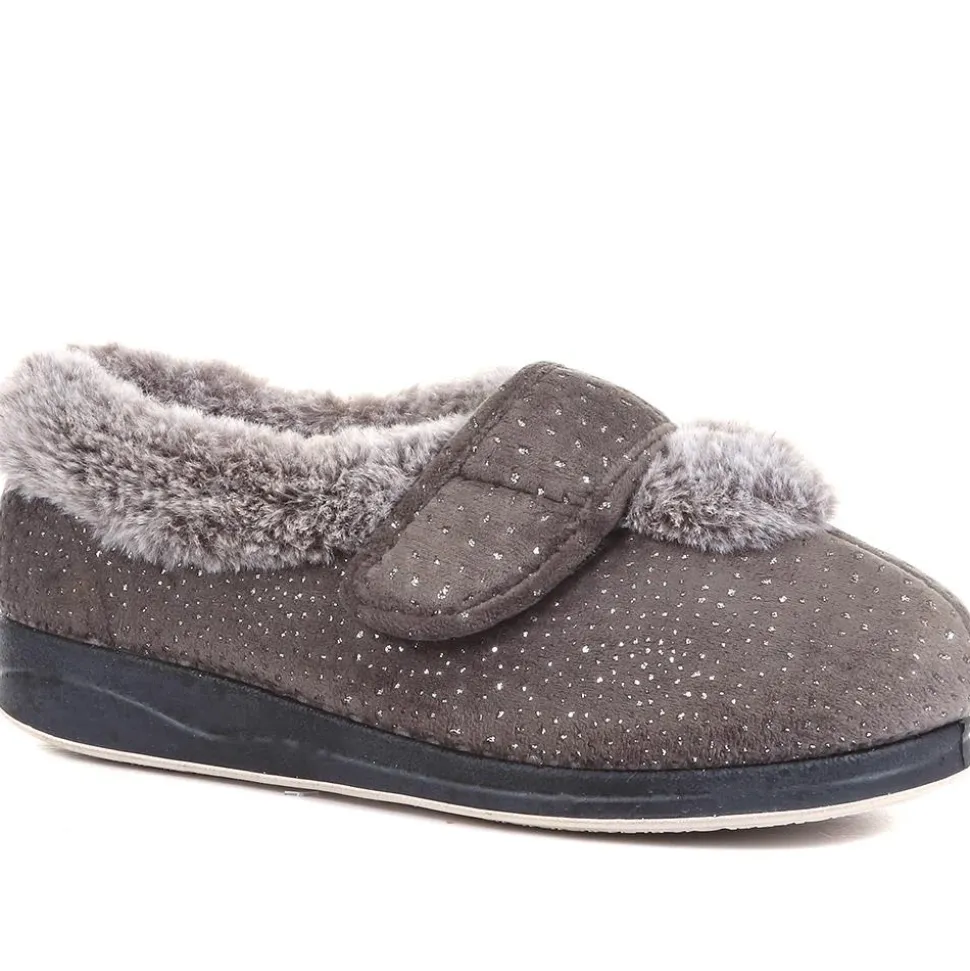 Extra-Wide Fit Cosy Slippers - Grey