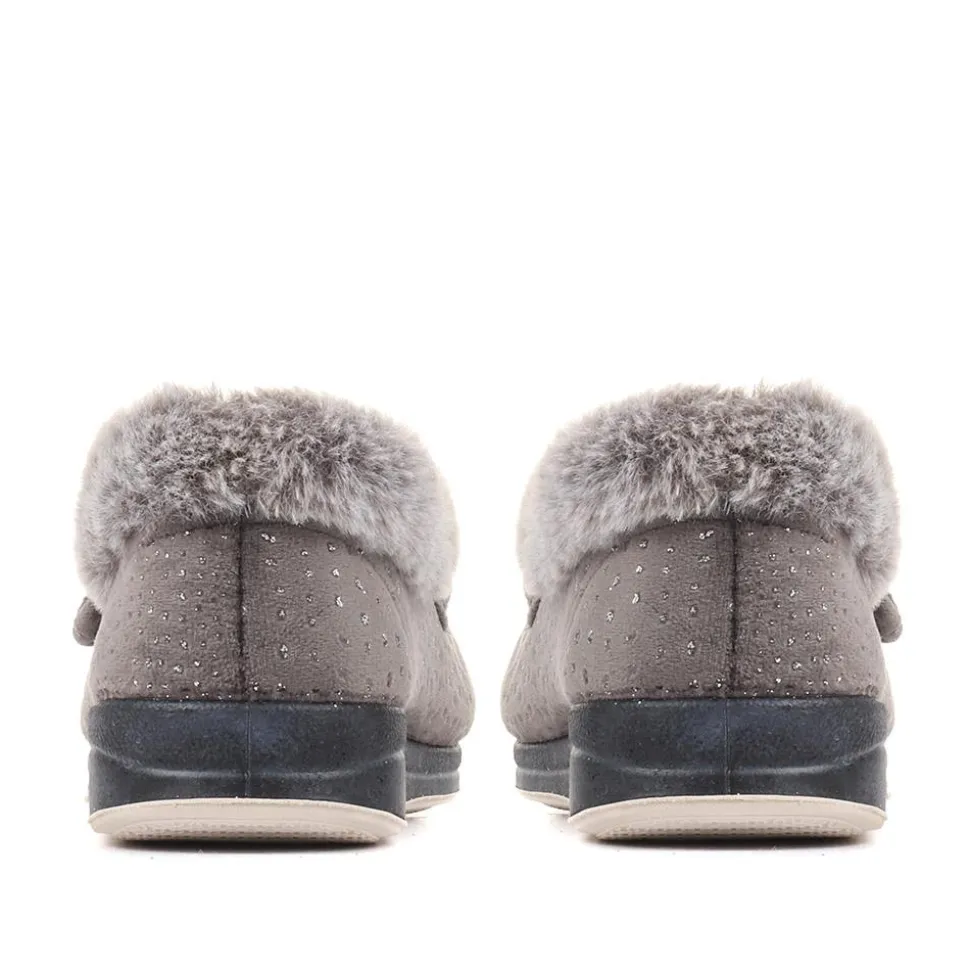 Extra-Wide Fit Cosy Slippers - Grey