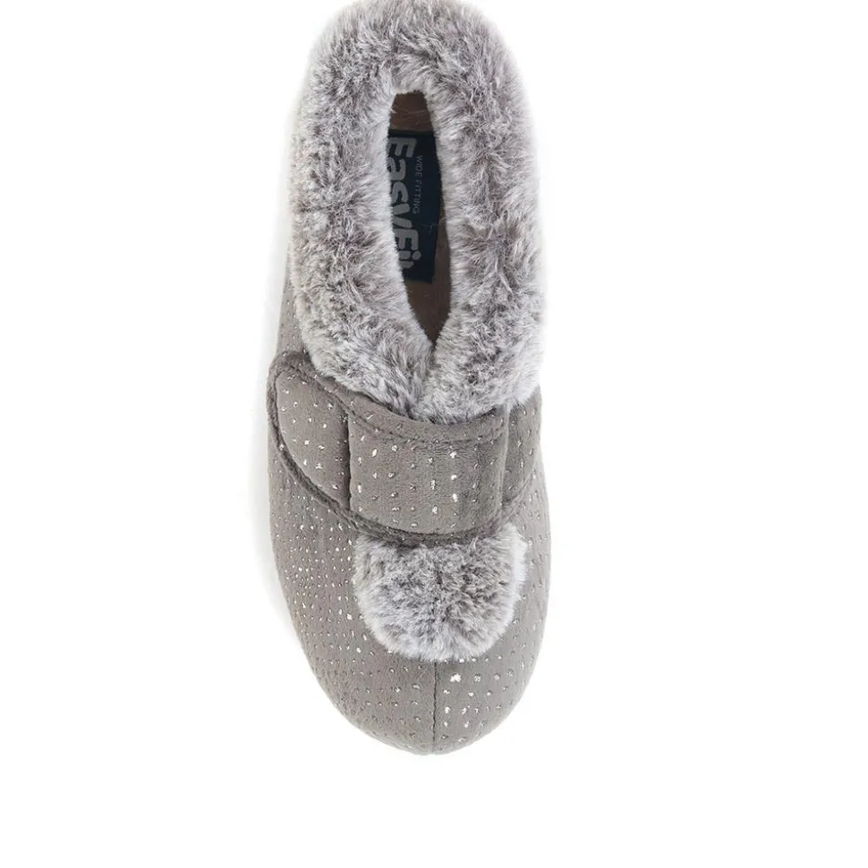 Extra-Wide Fit Cosy Slippers - Grey