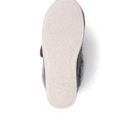 Extra-Wide Fit Faux-Fur Flower Slippers - Grey